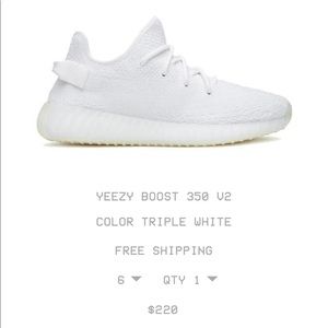 YEEZY BOOST 350 V2
COLOR TRIPLE WHITE